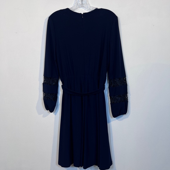 Lauren RL Navy Jersey Lace-Sleeve Dress sz 6 - Picture 8 of 11